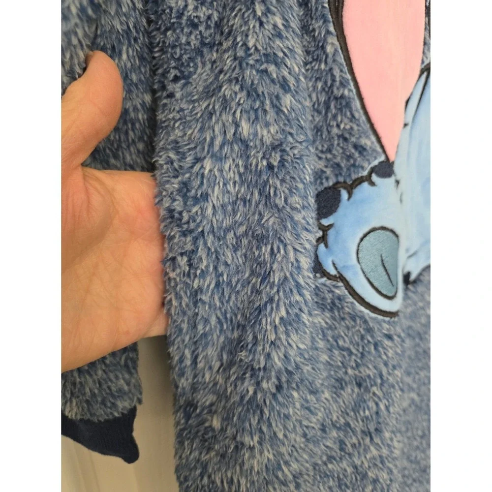 Disney Stitch Faux Fur Plush Sleepshirt Nightgown Dress Blue Sz S Cartoon Winter - Picture 7 of 7